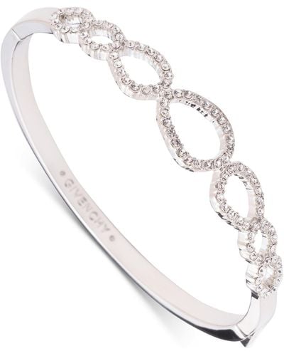 Givenchy Silver-tone Crystal Open Link Bangle Bracelet - White