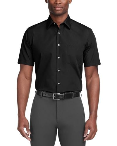 Van Heusen Poplin Solid Short-sleeve Dress Shirt - Natural