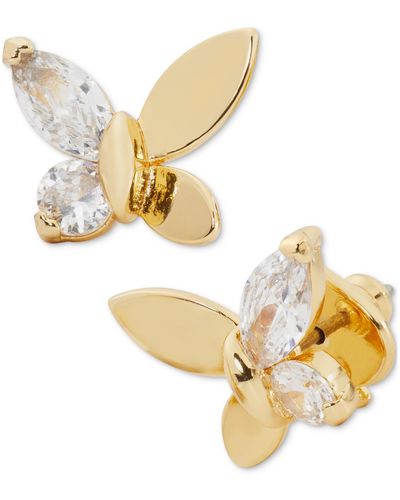 Kate Spade Gold-tone Cubic Zirconia Butterfly Stud Earrings - Metallic