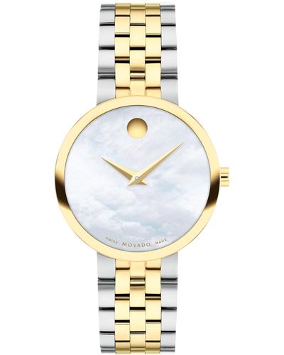 Movado Museum Classic Swiss Quartz Two Tone Stainless Steel And Yellow Physical Vapour Deposition (pvd - Metallic