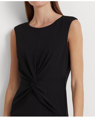 Lauren by Ralph Lauren Twist-front Cap-sleeve Stretch Jersey Dress - Black
