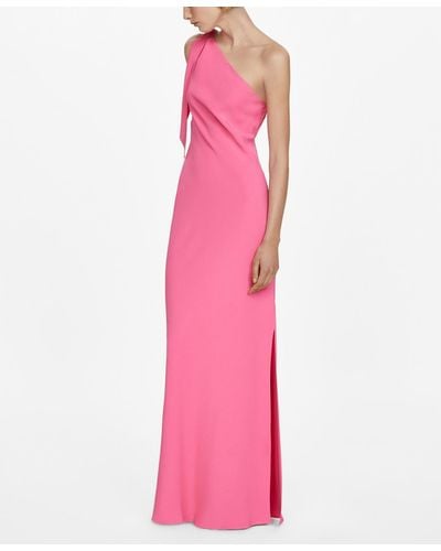 Mango Asymmetric Bow Dress - Pink