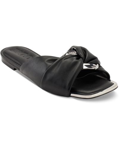 DKNY Doretta Square Toe Slide Sandals - Black
