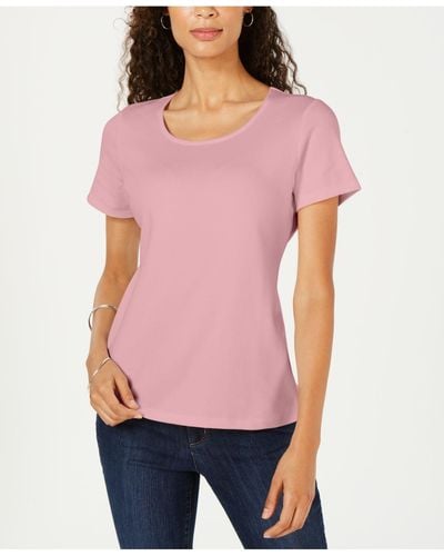 Karen Scott Short Sleeve Scoop Neck Top, Created For Macy's - Pink