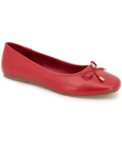 Kenneth Cole Faux Leather Slip On Ballet Flats - Red