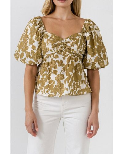 Free the Roses Floral Peplum Top - Natural