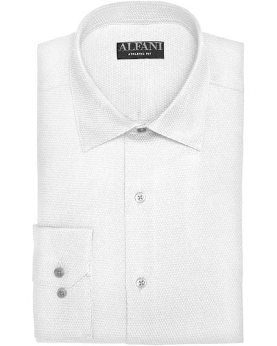 Alfani Athletic Fit Twill Stretch Dress Shirt - White