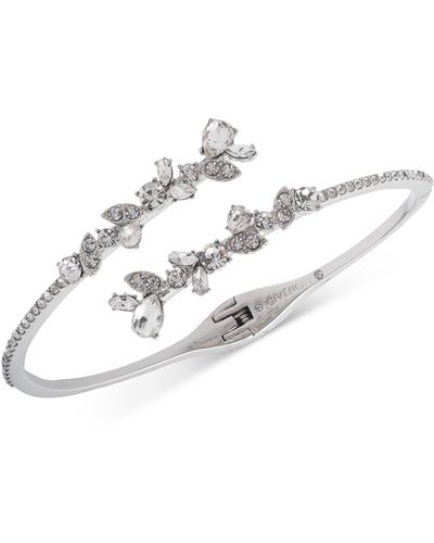 Givenchy Crystal Floral Bypass Cuff Bracelet - Metallic