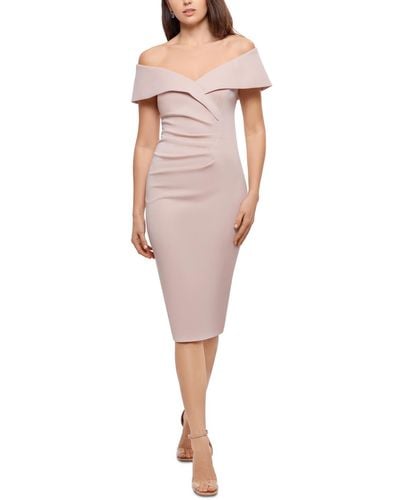 Xscape Off-the-shoulder Sheath Dress - Pink