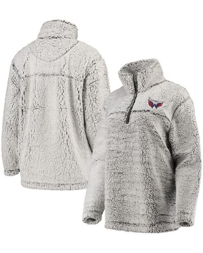 G-III 4Her by Carl Banks Washington Capitals Sherpa Quarter-zip Pullover Jacket - Gray