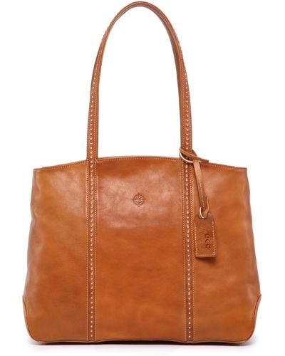 Old Trend Genuine Leather Dancing Bamboo Tote Bag - Brown