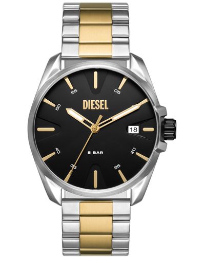 Diesel Men's Vert Three-Hand Date Black Leather Strap Watch