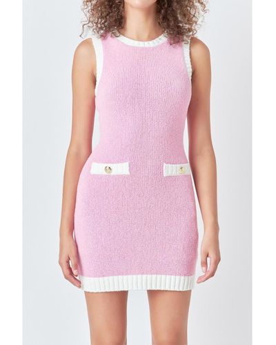 Endless Rose Crochet Knit Mini Dress - Pink