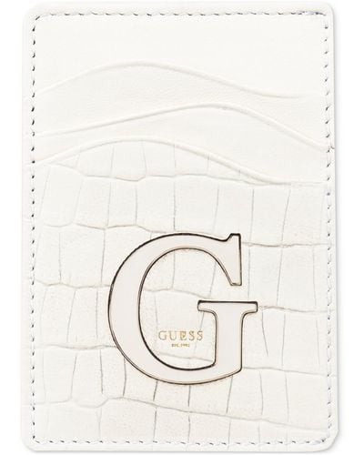 Guess Senda Croc-embossed Leather Rfid Card Case - Natural