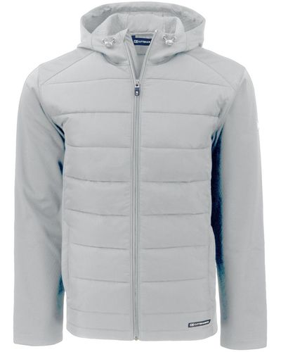 Cutter & Buck Evoke Hybrid Eco Softshell Recycled Full Zip Big & Tall Hooded Jacket - Gray
