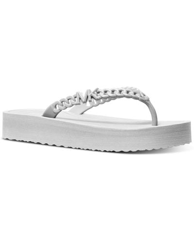Michael Kors Michael Zaza Embellished Platform Flip Flop Sandals - White