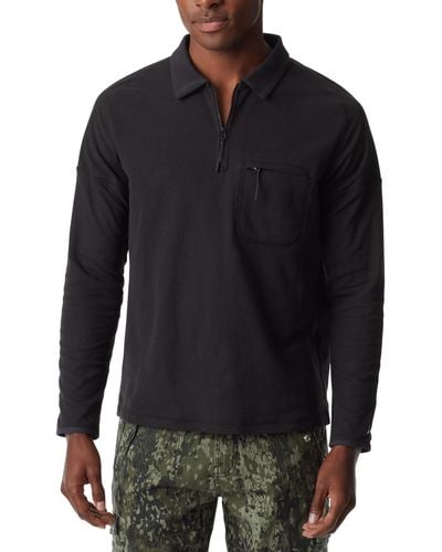 BASS OUTDOOR Long-sleeve Pique Polo Shirt - Black