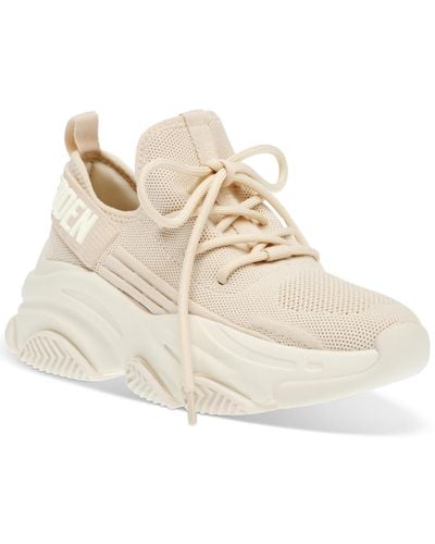 Steve Madden Protege-e Lace-up Knit Sneakers - Natural