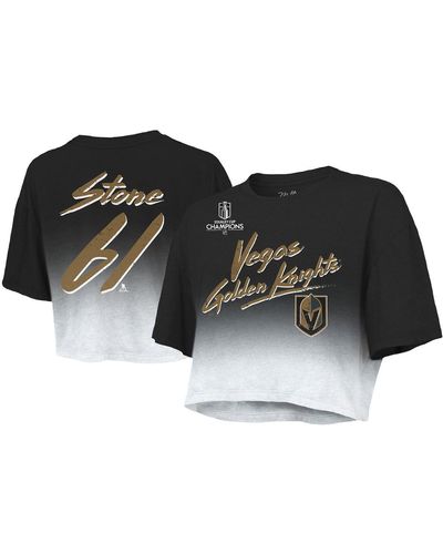 Majestic Threads Mark Stone Vegas Golden Knights 2023 Stanley Cup Champions Name And Number Dip-dye Cropped T-shirt - Black