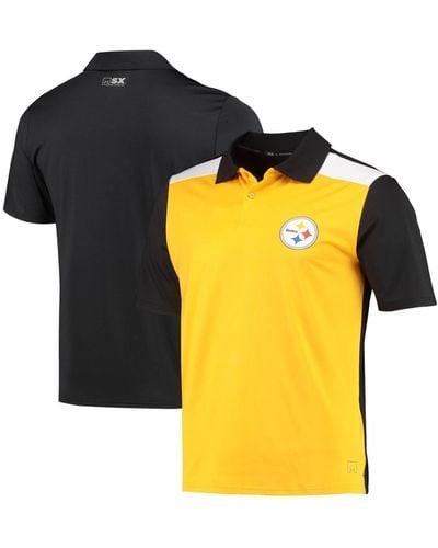 MSX by Michael Strahan Gold And Black Pittsburgh Steelers Challenge Color Block Performance Polo - Yellow