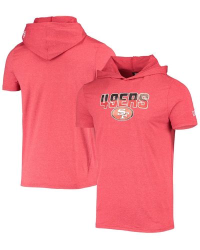 KTZ Heathe San Francisco 49ers Team Brushed Hoodie T-shirt - Red