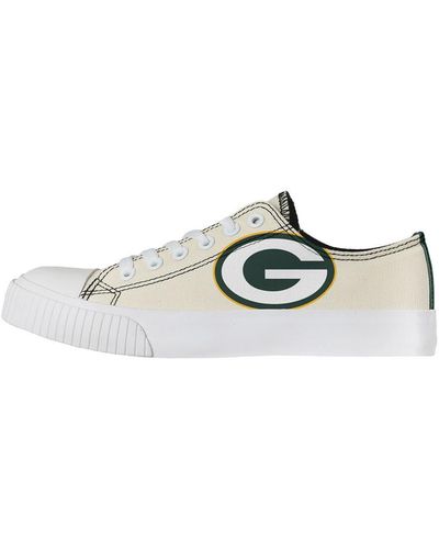 FOCO Green Bay Packers Low Top Canvas Shoes - White