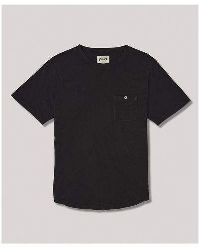 Pact Seaside Linen Blend Short Sleeve Pocket Crew T-shirt Made With Organic Cotton - Black