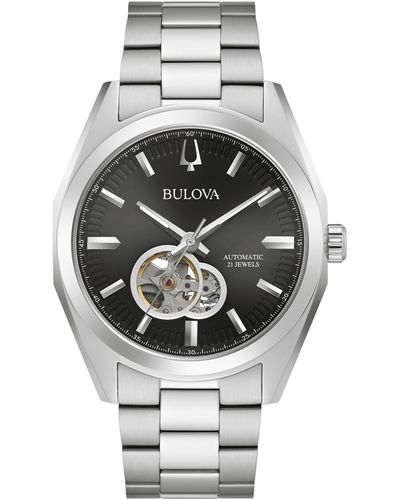 Bulova Automatic Surveyor Stainless Steel Bracelet Watch 42mm - Metallic