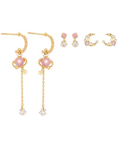 Girls Crew Pink Jupiter Earring Set - White