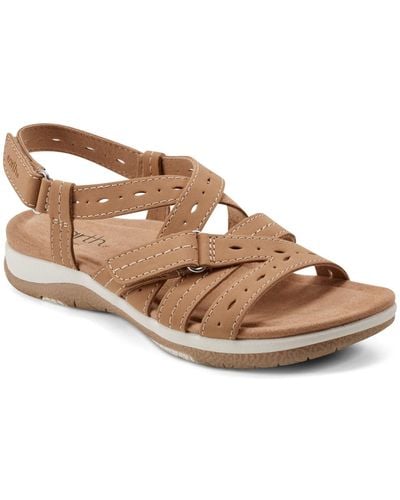 Earth Samsin Strappy Round Toe Casual Sandals - Brown