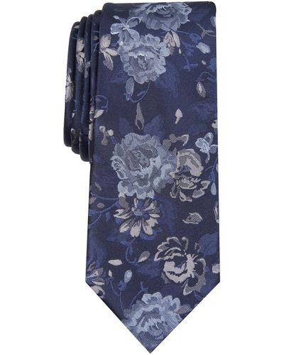 BarIII Hilton Floral Slim Tie - Blue
