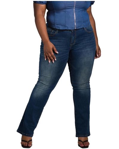 Poetic Justice Plus Size Curvy Fit Mid Rise Slim Boot Jean - Blue
