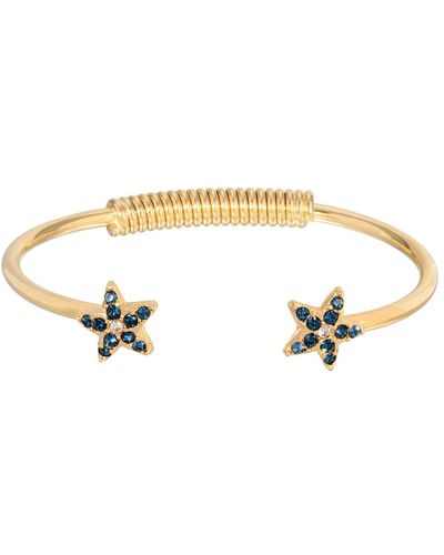 2028 Gold-tone Crystal Dark Star Spring Bracelet - Blue