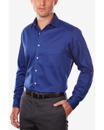 Van Heusen Classic/regular Fit Stretch Wrinkle Free Sateen Dress Shirt - Blue