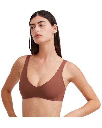 Gottex Plus Size Solid V Neck Bikini Bra Swim Top - Brown