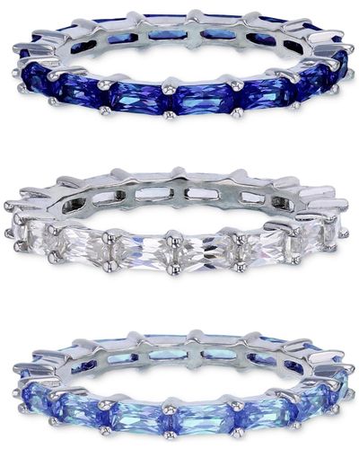 Macy's 3-pc. Set Cubic Zirconia & Lab-grown Spinel Stacking Rings (12 Ct. T.w. - Blue