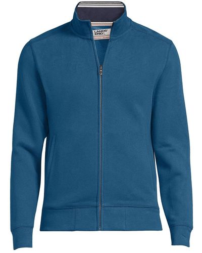 Lands' End Long Sleeve Serious Sweatshirt Mock Full Zip - Blue