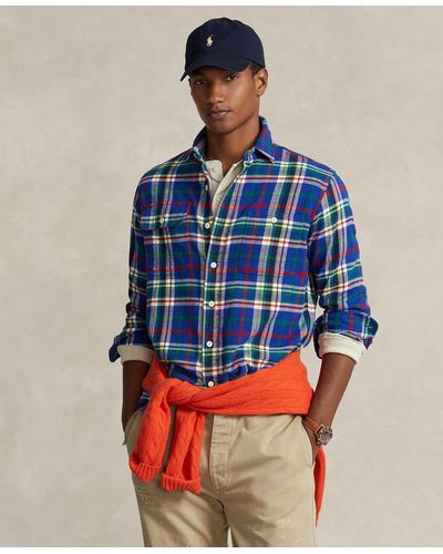Polo Ralph Lauren Classic-fit Plaid Flannel Workshirt - Blue