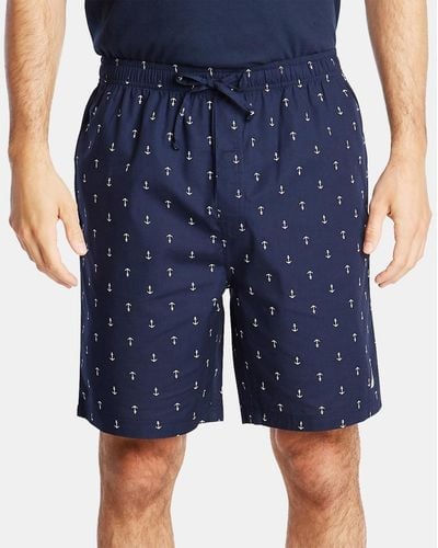 Nautica Cotton Anchor-print Pajama Shorts - Blue