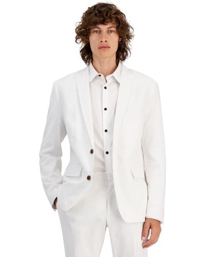 INC International Concepts Slim-fit Stretch Linen Blend Suit Jacket - White