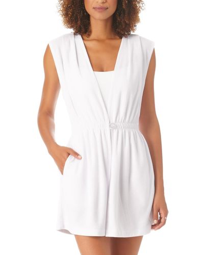 Anne Cole Pleated Terry Cover-up Robe - White