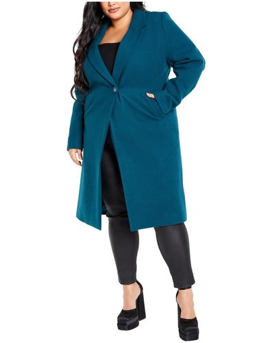 City Chic Plus Size Effortless Chic Coat - Blue