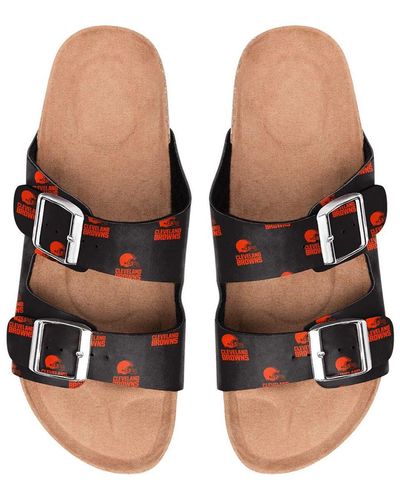 FOCO Cleveland Browns Mini Print Double Buckle Sandal Black