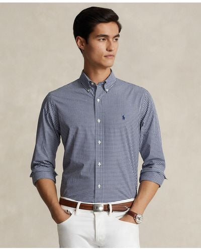 Polo Ralph Lauren Classic-fit Gingham Stretch Poplin Shirt - Blue