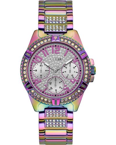 Guess Rainbow Stainless Steel Bracelet Watch 40mm - Purple
