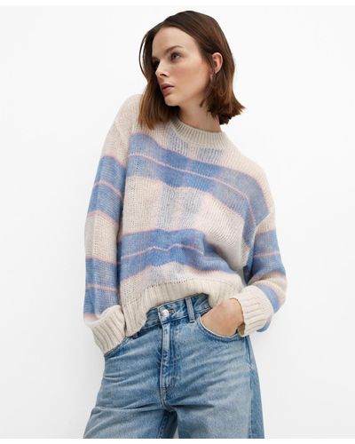 Mango Checks Knitted Sweater - Blue