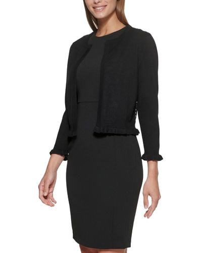 DKNY Lace-back Open-front Cardigan - Black