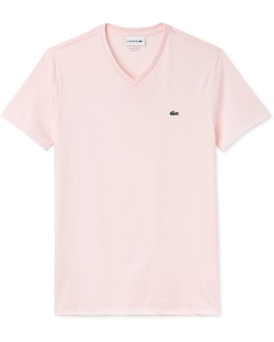 Lacoste V-neck Pima Cotton Tee Shirt - Pink