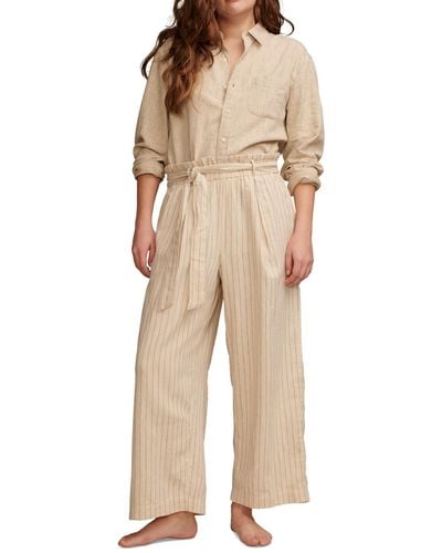 Lucky Brand Belted Paperbag-waist Wide-leg Pants - Natural