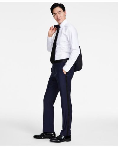 Brooks Brothers B By Classic-fit Stretch Solid Tuxedo Pants - Blue